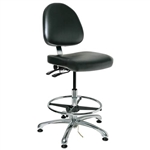 Bevco 9551ME1-BK - Integra-ECR 9000 Series Class 10 ESD Cleanroom Chair - Static Control Vinyl Medium Back- 21.5"-31.5" - ESD Mushroom Glides - Black