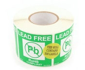 Botron B67102 Lead-Free Warning Label 2"x2" 500/Roll