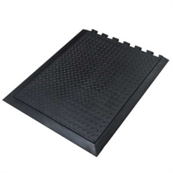 Transforming Technologies FM9E 2.5'x30" ComfortTREAD ESD Conductive Diamond Plate Anti-Fatigue Mat-Interlocking End Piece