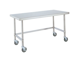 Metro Industries MWT305FS Stainless Steel Worktable, Mobile with Solid Bottom Shelf 30" x 48" x 34"H