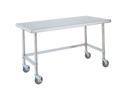 Metro Industries MWT305US Stainless Steel Worktable, Mobile with 3-Sided Frame 30" x 48" x 34"H
