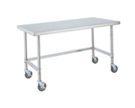 Metro Industries MWT307US Stainless Steel Worktable, Mobile with 3-Sided Frame 30" x 72" x 34"H