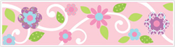 Scroll Floral Peel & Stick Border - Pink/White