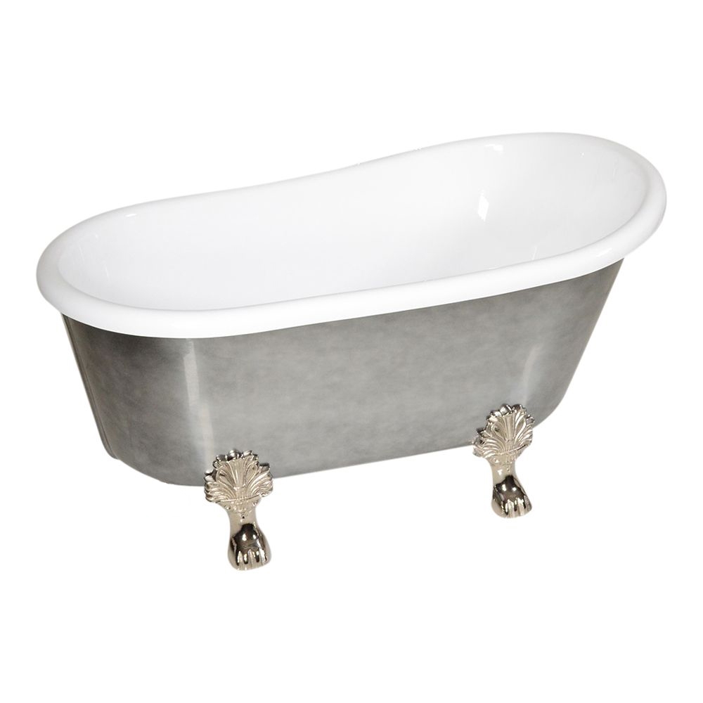 LUXWIDE 58 Inch 'Athena-ACHCL58' White CoreAcryl Acrylic Swedish Slipper  Clawfoot Tub with an Aged Chrome Exterior plus Drain