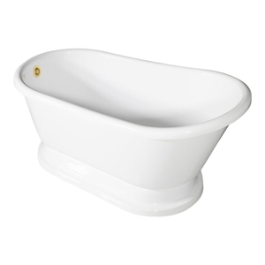 LUXWIDE 58 Inch 'Carafa-58' White CoreAcryl Acrylic Swedish Slipper Pedestal Tub plus Drain