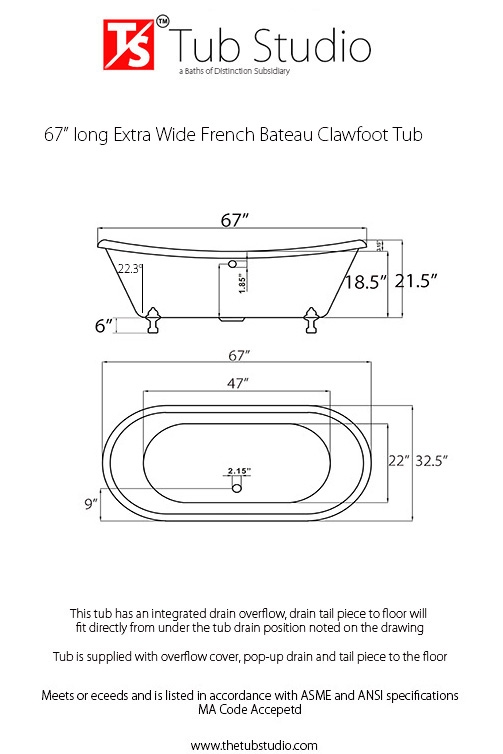 Clawfoot sale tub sizes