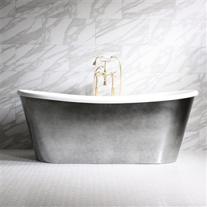 'GINEVRA73' 73" CoreAcryl WHITE French Bateau acrylic skirted tub and faucet package with Aged Chrome exterior