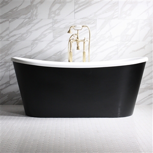 'SORRENTINO59'  59" WHITE CoreAcryl Acrylic French Bateau Tub with Eggshell Black Exterior and Faucet Package