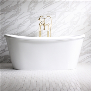 'Verona73' 73" WHITE CoreAcryl French Bateau Acrylic Skirted Tub with Fittings in Choice of Color