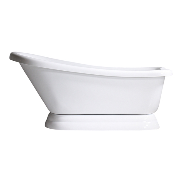 SANSIRO 67" Hotel Collection Heated Air Jetted 'TSVTASL67' WHITE Single Slipper CoreAcryl Acrylic  Pedestal Tub plus Drain