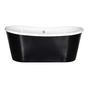SANSIRO 59 Inch Luxwide Heated Air Jetted 'Sorrentino-BLKSK59Air' WHITE CoreAcryl Acrylic French Bateau Skirted Tub with a Flat Black Exterior plus Drain