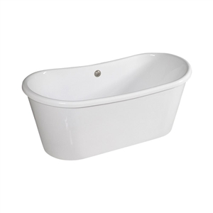 SANSIRO 59 Inch Luxwide Heated Air Jetted 'Verona-WHSK59Air' WHITE CoreAcryl Acrylic French Bateau Skirted Tub with a White Exterior plus Drain