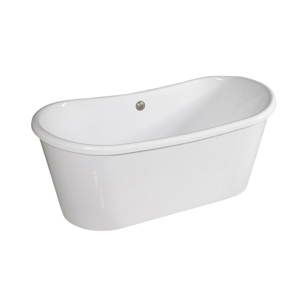 SANSIRO 73 Inch Luxwide Heated Air Jetted 'Verona-WHSK73Air' WHITE CoreAcryl Acrylic French Bateau Skirted Tub with a White Exterior plus Drain