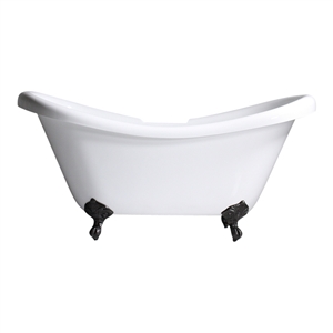HOTEL COLLECTION  'TSHDS59' 59 Inch Double Slipper CoreAcryl Acrylic Clawfoot Tub with Drain