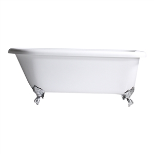 HOTEL COLLECTION  'TSHFL65' 65 Inch Classic Style CoreAcryl Acrylic Clawfoot Tub with Drain