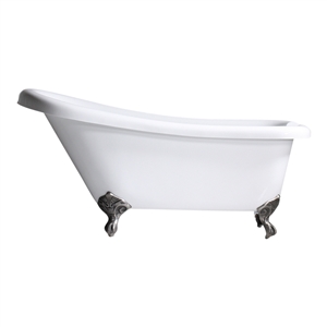 HOTEL COLLECTION  'TSHLS59' 59 Inch Single Slipper CoreAcryl Acrylic Clawfoot Tub with Drain