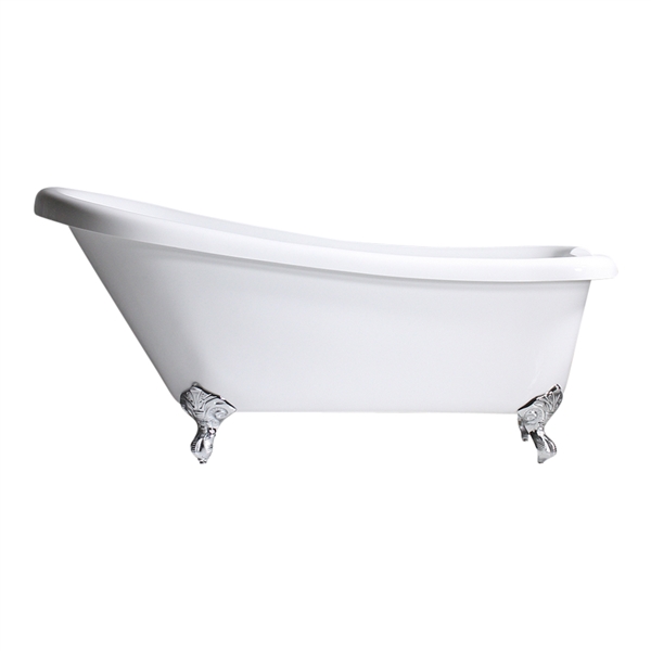 HOTEL COLLECTION  'TSHLS67' 67 Inch Single Slipper CoreAcryl Acrylic Clawfoot Tub with Drain