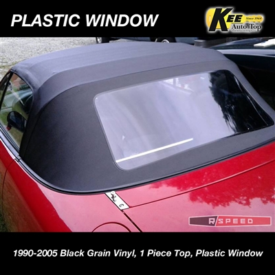 ECONOMY BLACK VINYL - 1 Piece Convertible Top, No-Zipper Plastic Window by Key Auto Top Miata 1990 - 1997