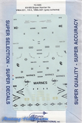 SUPERSCALE INT. 1/72 AV-8B SUPER HARRIER II'S VMA-231, VX-5, VMA-331 GREY SCHEME