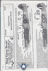 THIRD GROUP DECALS 1/48 ROYAL AIR FORCE SUPERMARINE SPITFIRE Mk.Vb/c