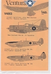 VENTURA DECALS 1/48 ISRAELI SPITFIRES, PLUS NEW ZEALAND PACIFIC THEATER CORSAIR