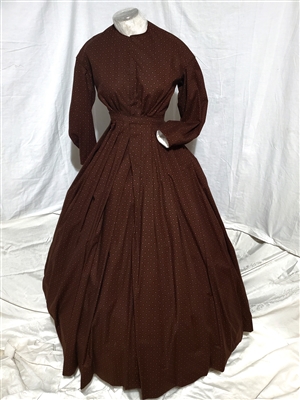 Brown Day Dress with Red Print | Gettysburg Emporium