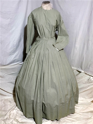 Green and White Print Day Dress | Gettysburg Emporium