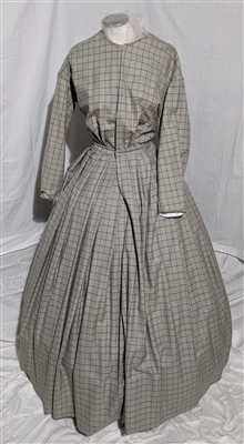Day Dress with Grey and Blue Print | Gettysburg Emporium