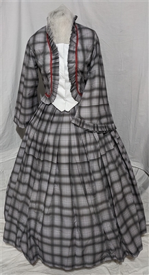 Grey Pencil Plaid Tea  Dress | Gettysburg Emporium