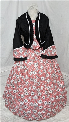 Coral Tea Dress with Black Jacket | Gettysburg Emporium