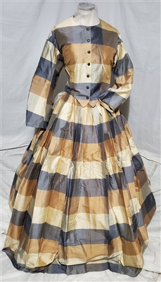 Tan, Blue, and Gold Traveling Dress | Gettysburg Emporium