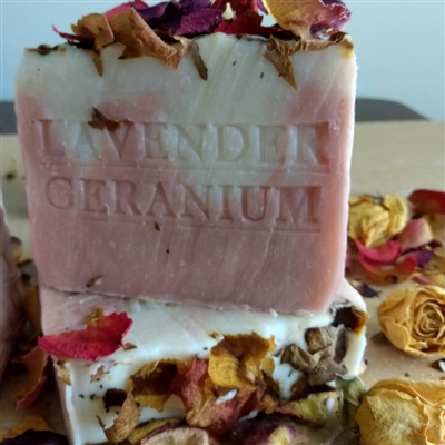 Handcrafted Natural French Lavender Geranium Soap Bar with French Rose Clay