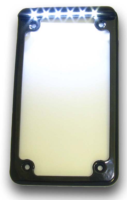 Vertical LED Motorcycle License Plate Frame in Black or Chrome Finish