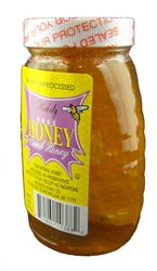 RAW WILDFLOWER HONEY WITH COMB 8 OZ GLASS JAR