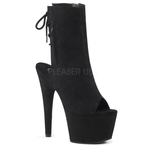 ADORE-1018FS 7 inch Heel Black Faux Ankle Boot