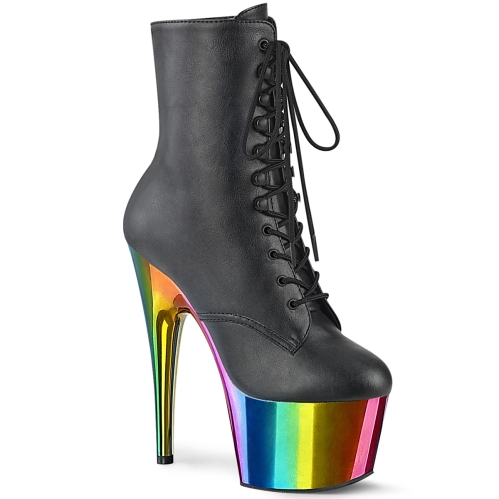 ankle mid calf boots black faux leather rainbow ch