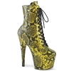 ankle mid calf boots yellow snake print yellow sna