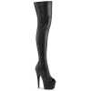 thigh high boots black stretch. faux leather black