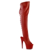 knee high boots red faux leather red matte