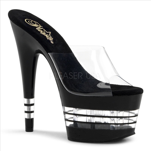 Lightweight Stripper Shoe Clear And Black Lines