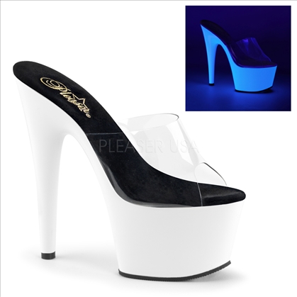 Neon White Uv Reactive Sexy Stripper High Heels