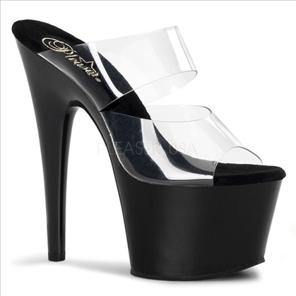 Black Clear Vamp Foxy Stiletto 7 Inch Heel