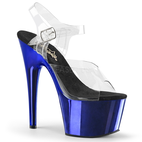 Blue Chrome Ankle Strap Exotic Dance Shoe