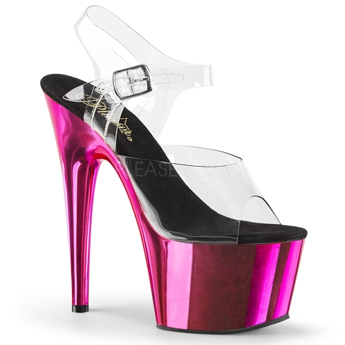 Hot Pink Chrome Clear Ankle Strap Sandal