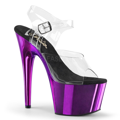 Purple Chrome Ankle Strap Exotic Dance Shoes