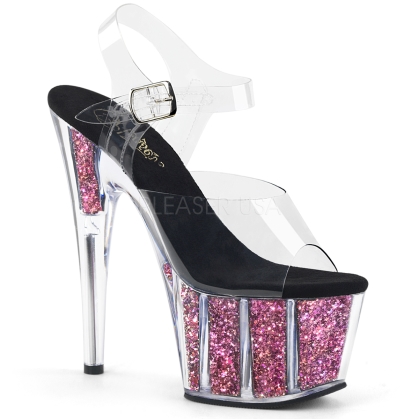 ADORE-708CG 7 inch Heel Pink Glitter Exotic Shoe