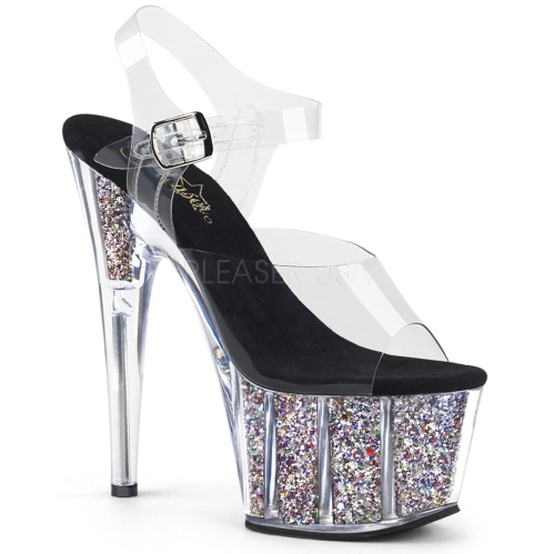 ADORE-708CG 7 inch Heel Silver Glitter Dance Shoe