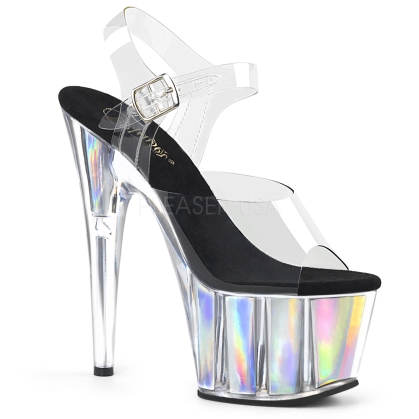 New ADORE-708HGI 7 inch Heel Silver Hologram Shoes