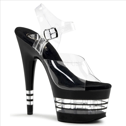 Black Clear Slice Stiletto Heel Exotic Dance Shoe