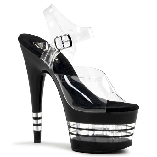 Black Clear Slice Stiletto Heel Exotic Dance Shoe